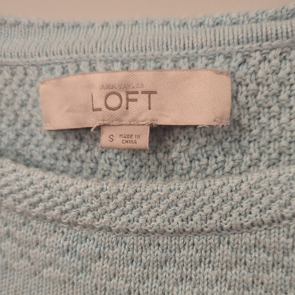 LOFT Soft Sky Blue Crew Neck Sweater‎ image 3